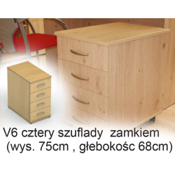 V6 cztery szuflady  zamkiem  (wys. 75cm , głebokośc 68cm)