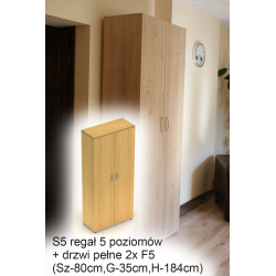 S5 Szafa 5 poziomów + drzwi pełne 2x F5 (Sz-80cm,G-35cm,H-180cm)